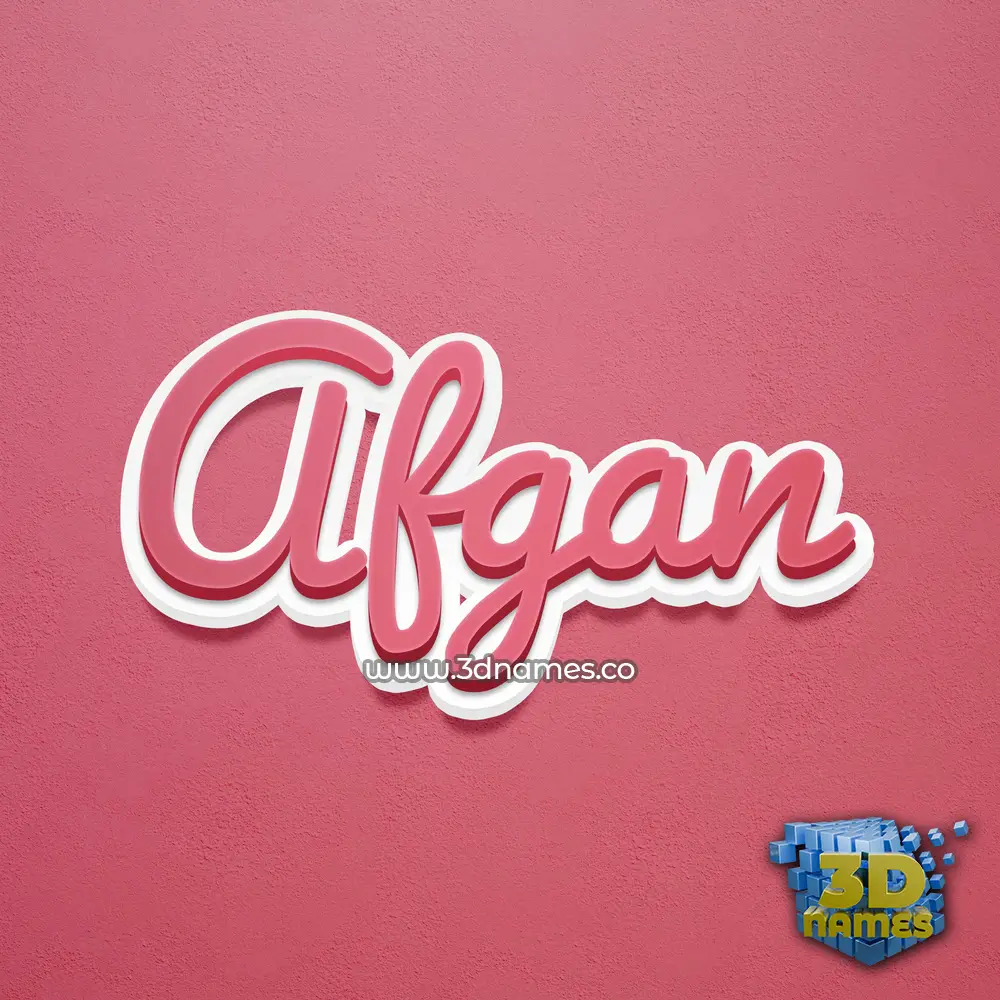 afgan in Red Scribble style - 3D name wallpaper