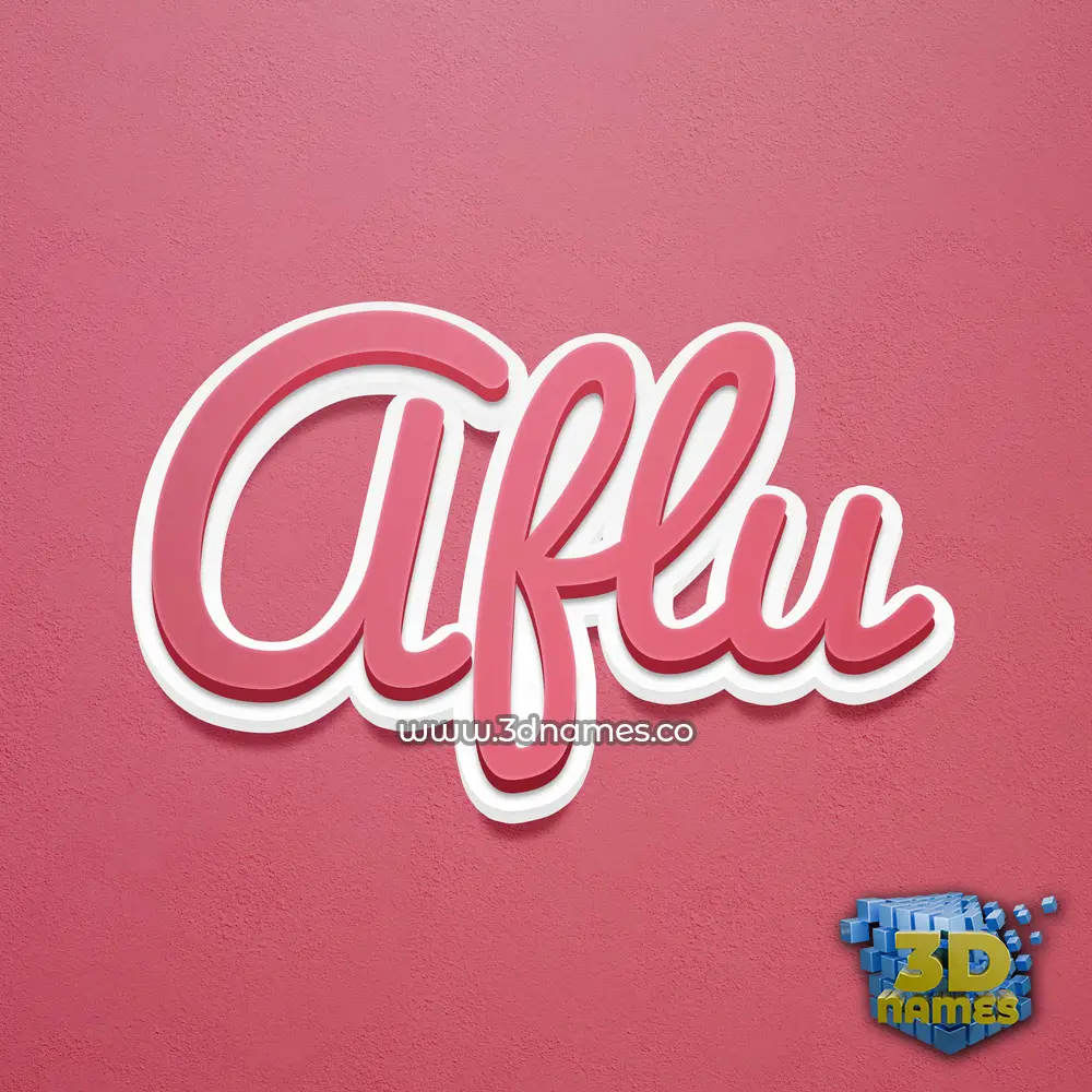 aflu in Red Scribble style - 3D name wallpaper