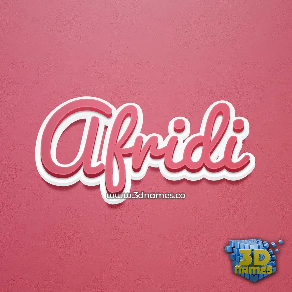 afridi in Red Scribble style - 3D name wallpaper