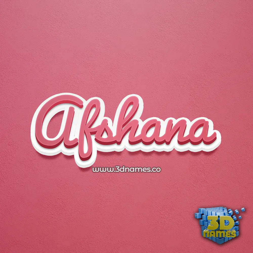 afshana in Red Scribble style - 3D name wallpaper
