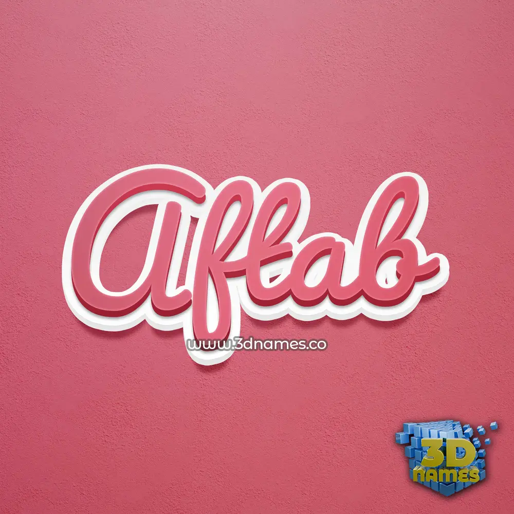 aftab in Red Scribble style - 3D name wallpaper