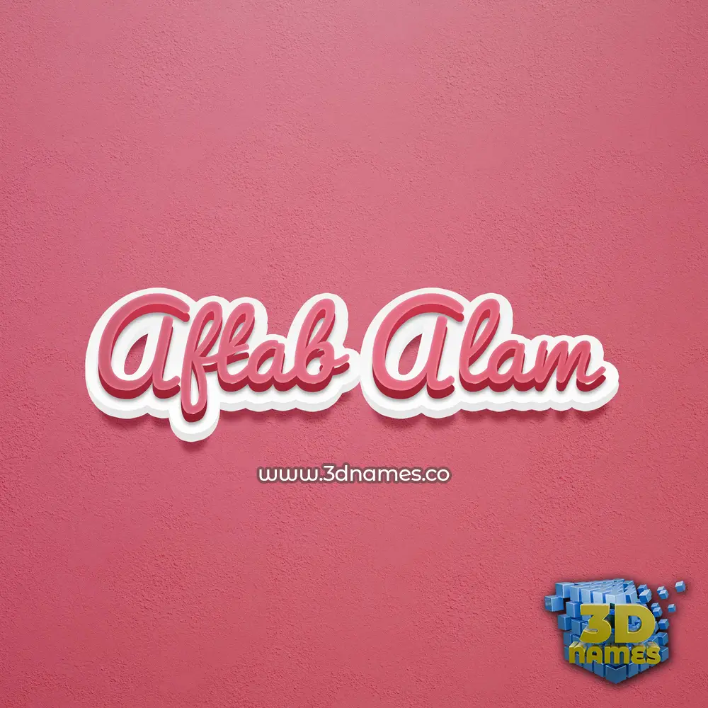 aftab alam in Red Scribble style - 3D name wallpaper