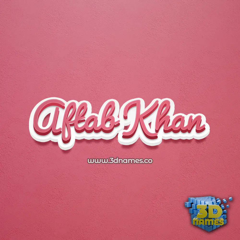 aftab khan in Red Scribble style - 3D name wallpaper