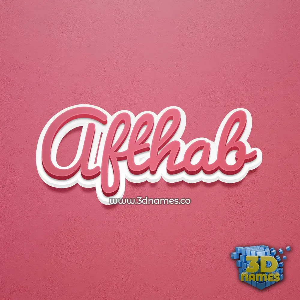 afthab in Red Scribble style - 3D name wallpaper