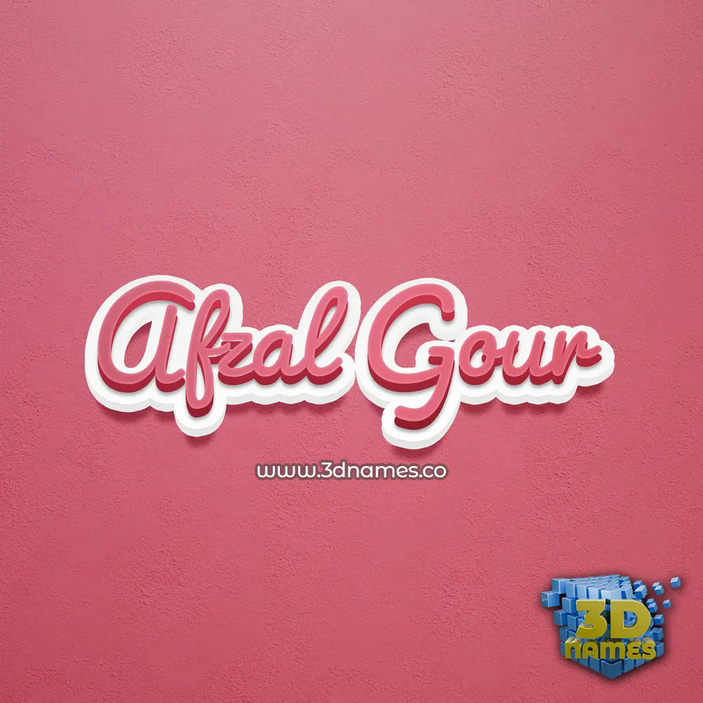 afzal gour in Red Scribble style - 3D name wallpaper