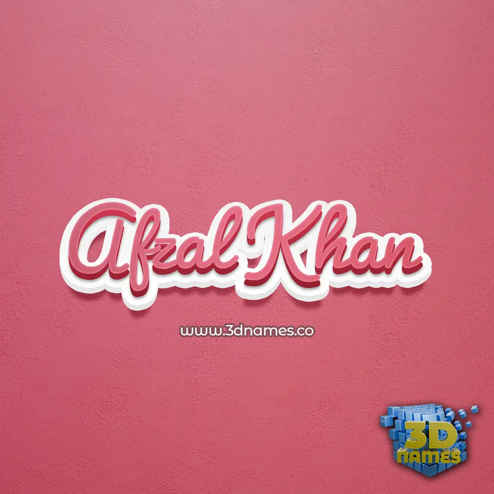 afzal khan in Red Scribble style - 3D name wallpaper