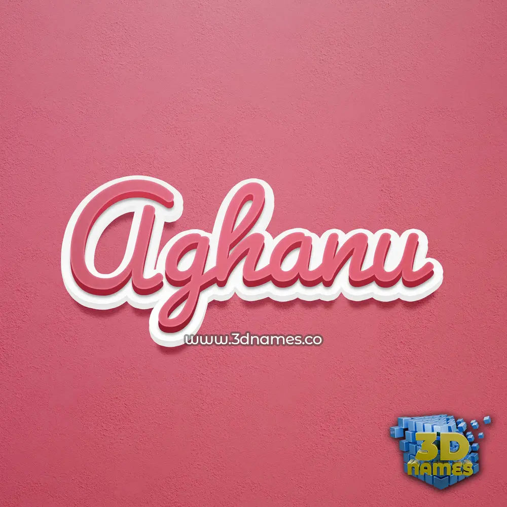 aghanu in Red Scribble style - 3D name wallpaper