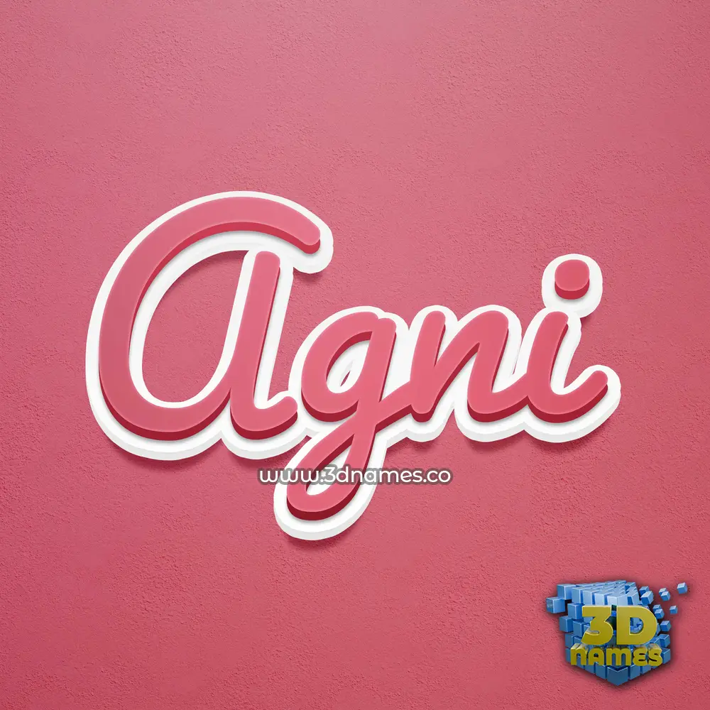 agni in Red Scribble style - 3D name wallpaper