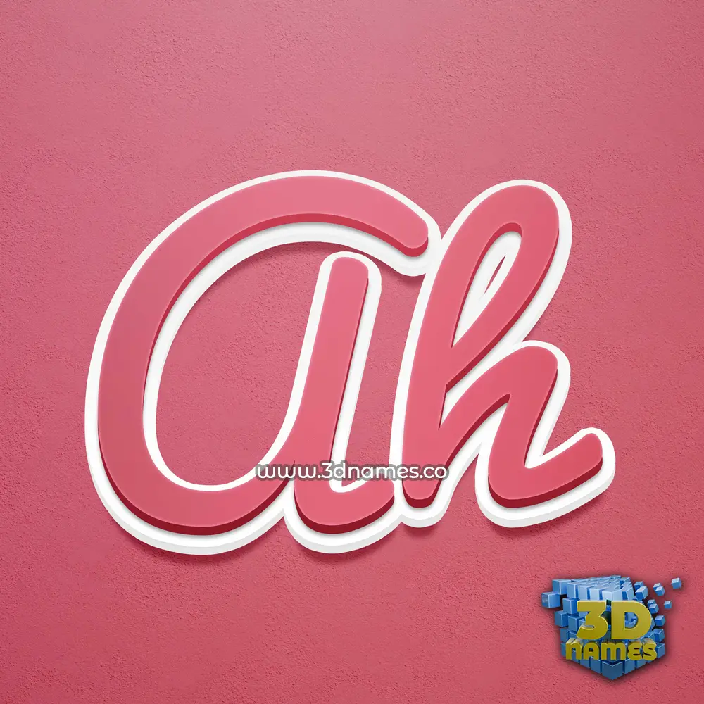ah in Red Scribble style - 3D name wallpaper