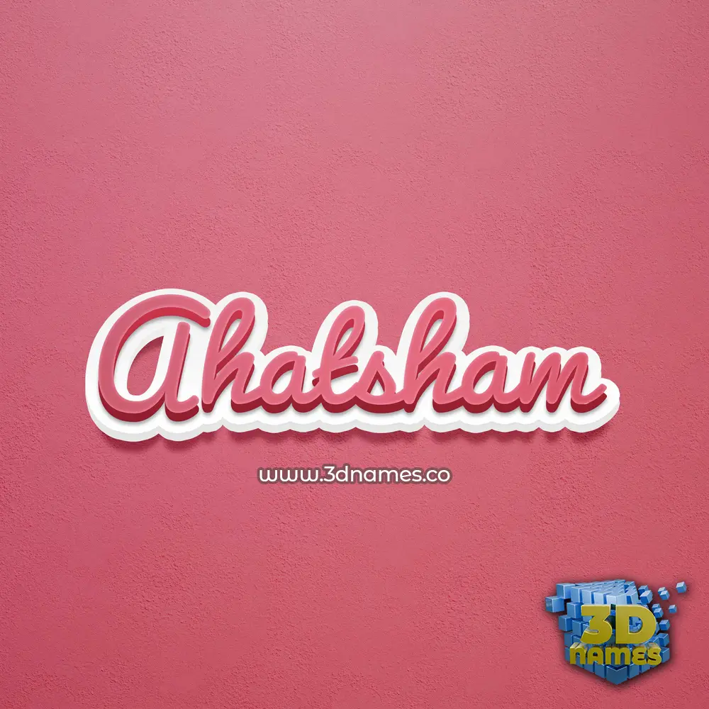 ahatsham in Red Scribble style - 3D name wallpaper