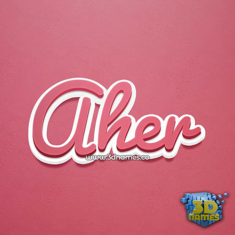aher in Red Scribble style - 3D name wallpaper