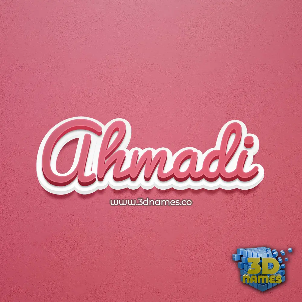 ahmadi in Red Scribble style - 3D name wallpaper