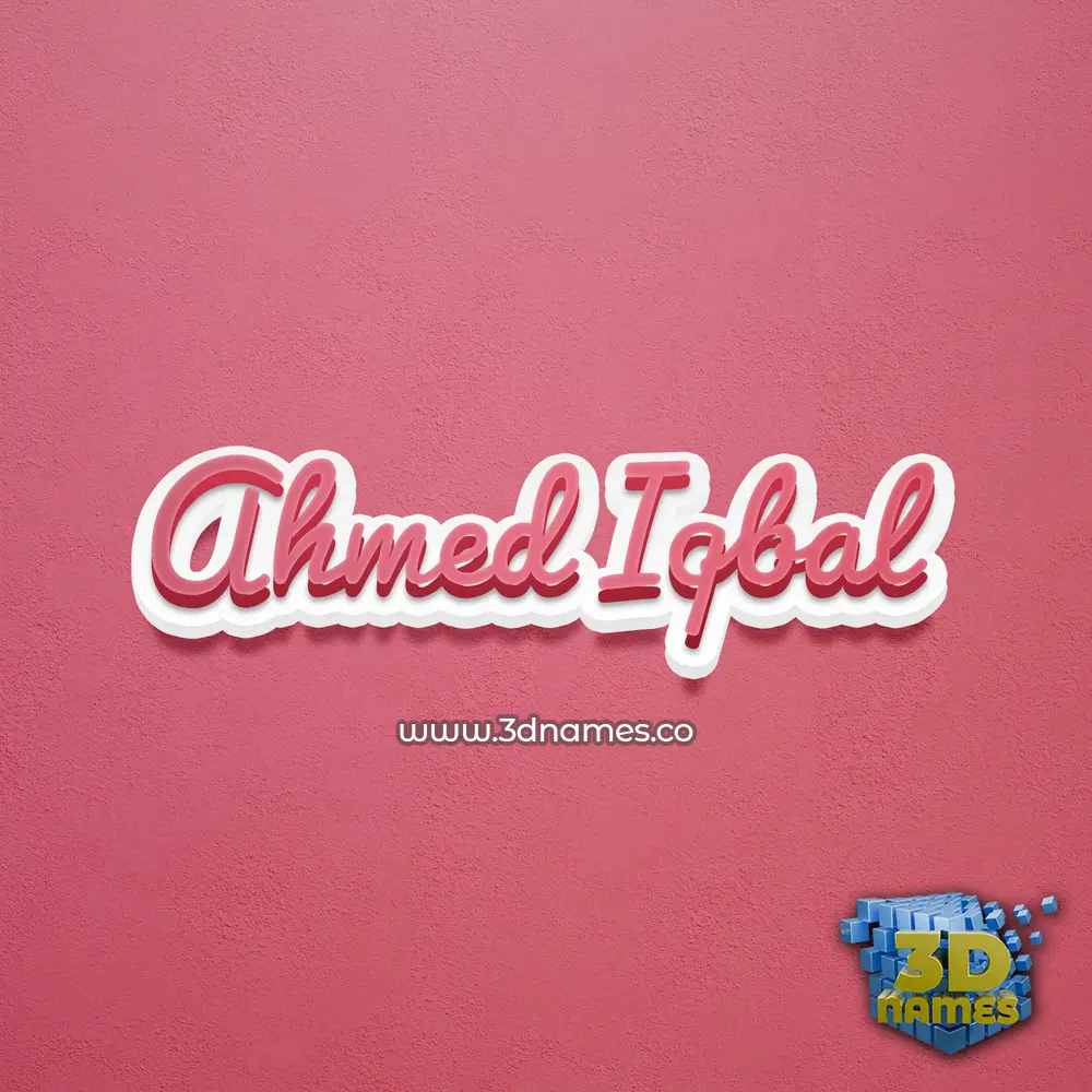 ahmed iqbal in Red Scribble style - 3D name wallpaper