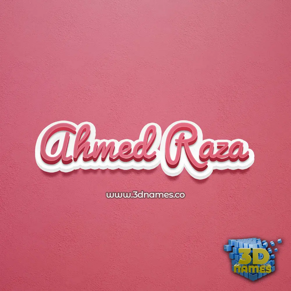 ahmed raza in Red Scribble style - 3D name wallpaper