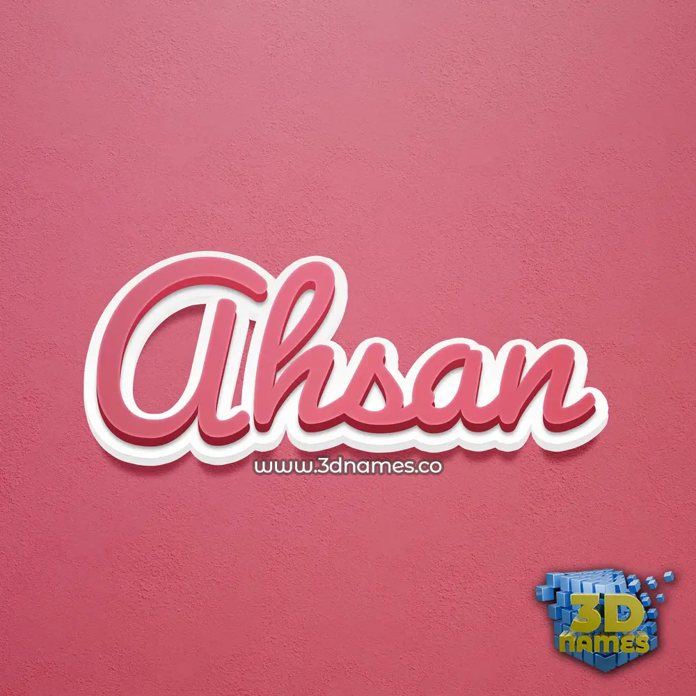 ahsan in Red Scribble style - 3D name wallpaper