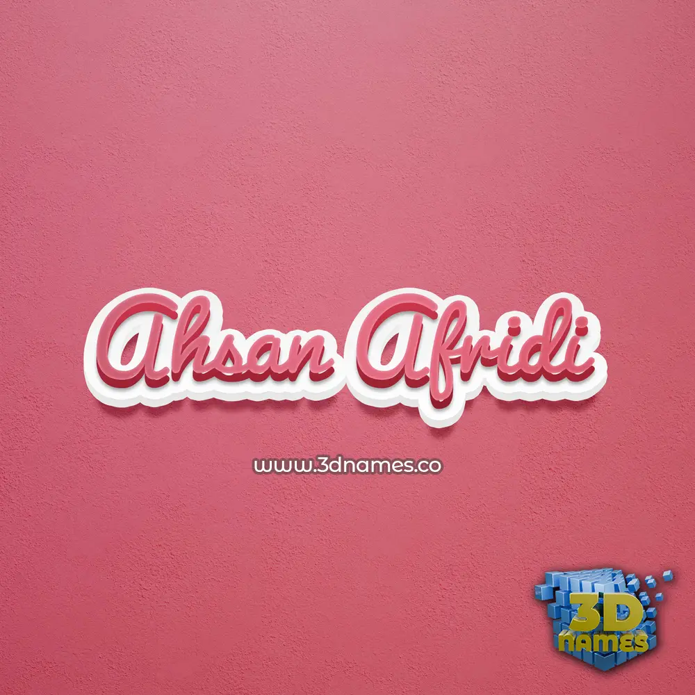 ahsan afridi in Red Scribble style - 3D name wallpaper