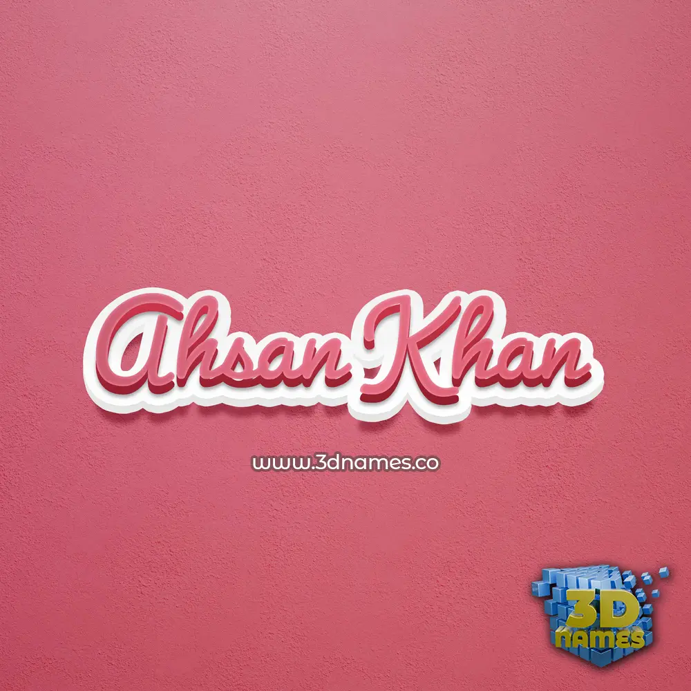 ahsan khan in Red Scribble style - 3D name wallpaper