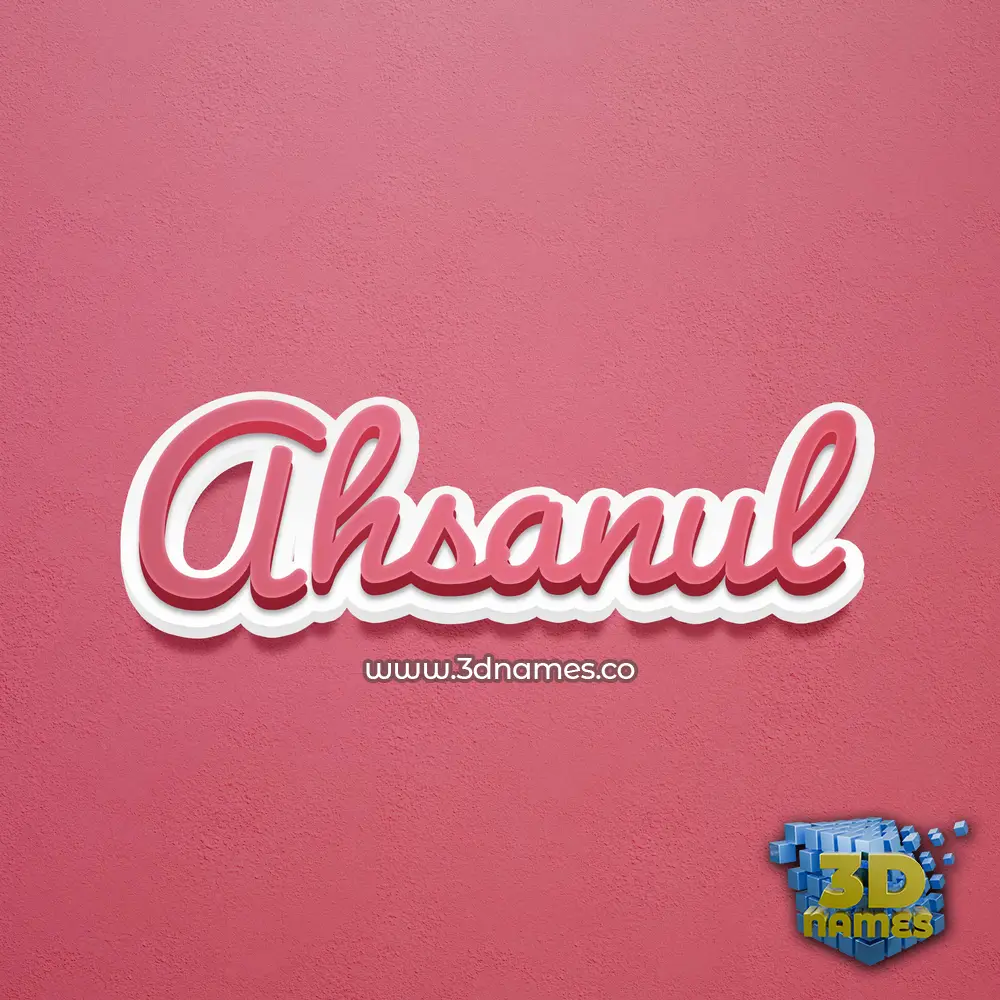 ahsanul in Red Scribble style - 3D name wallpaper