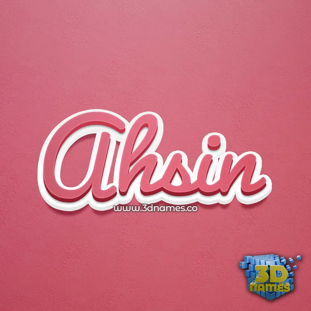 ahsin in Red Scribble style - 3D name wallpaper