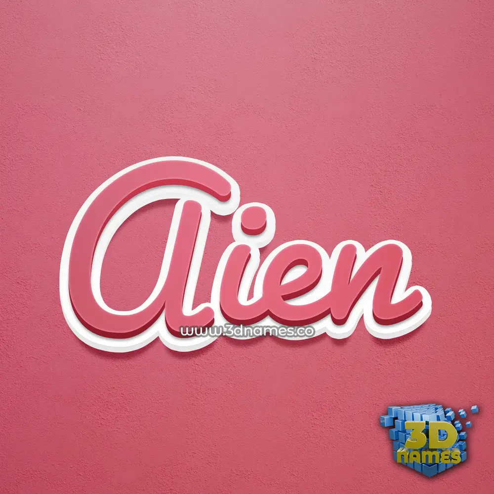 aien in Red Scribble style - 3D name wallpaper