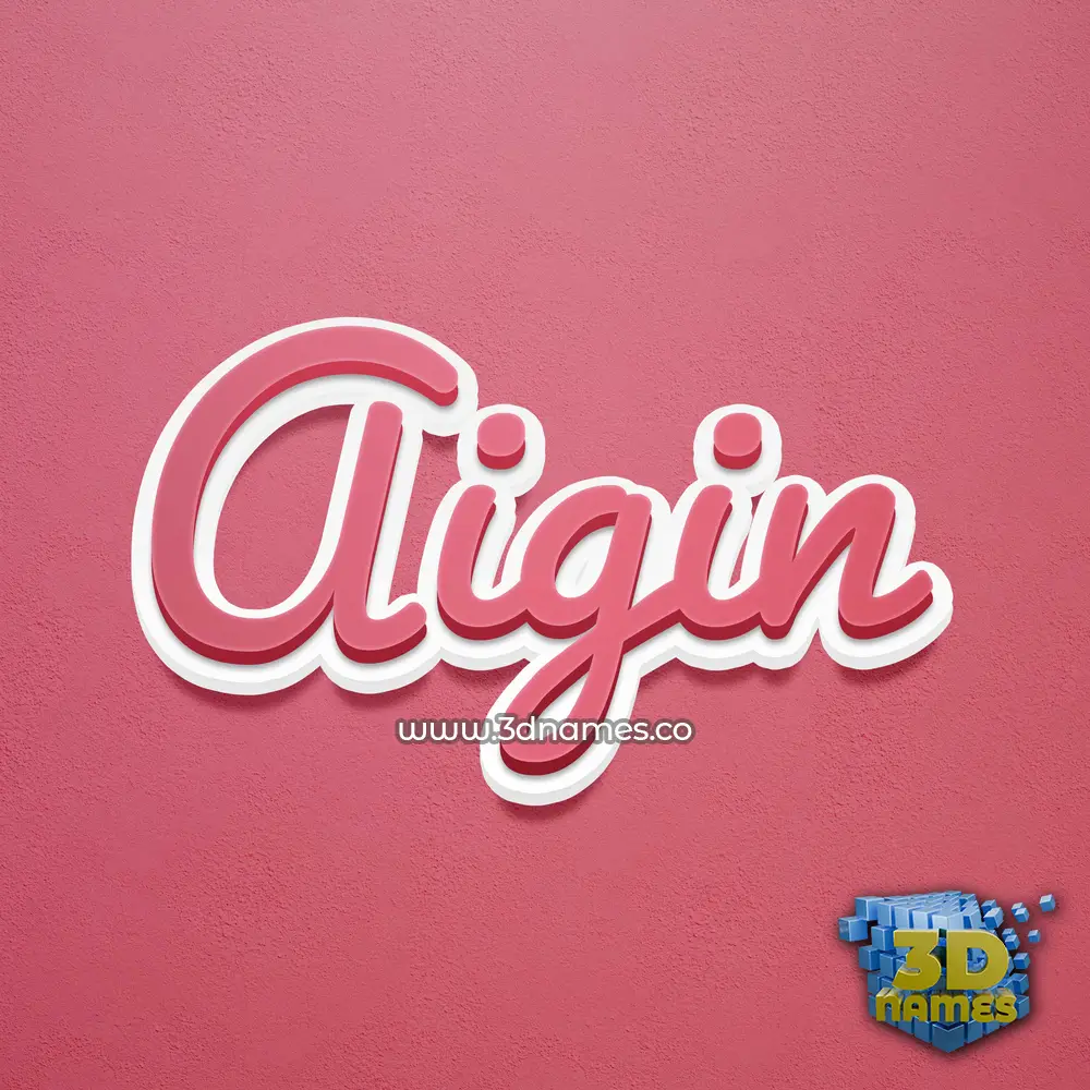 aigin in Red Scribble style - 3D name wallpaper