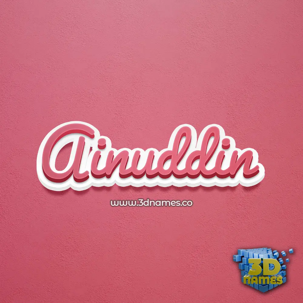 ainuddin in Red Scribble style - 3D name wallpaper