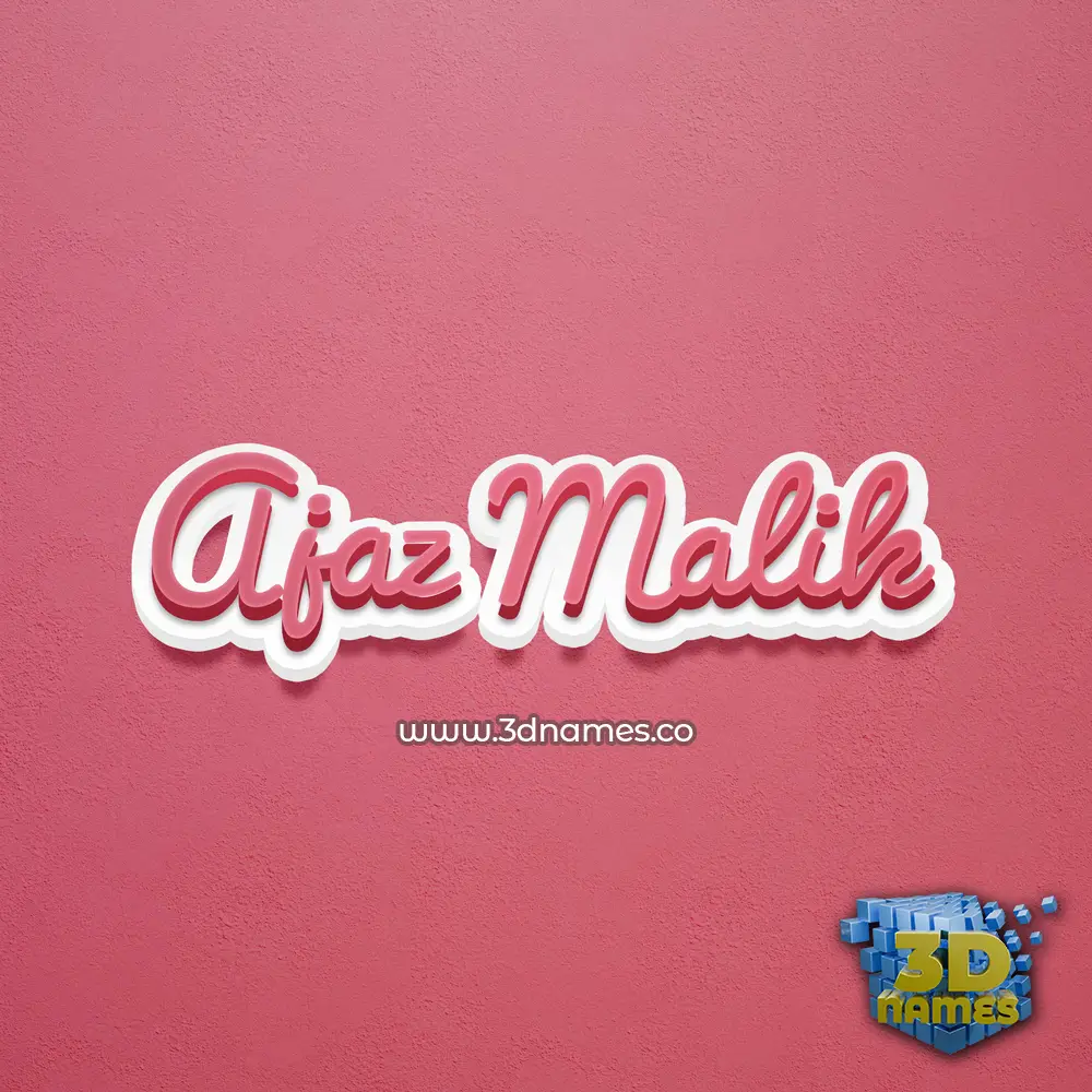 ajaz malik in Red Scribble style - 3D name wallpaper