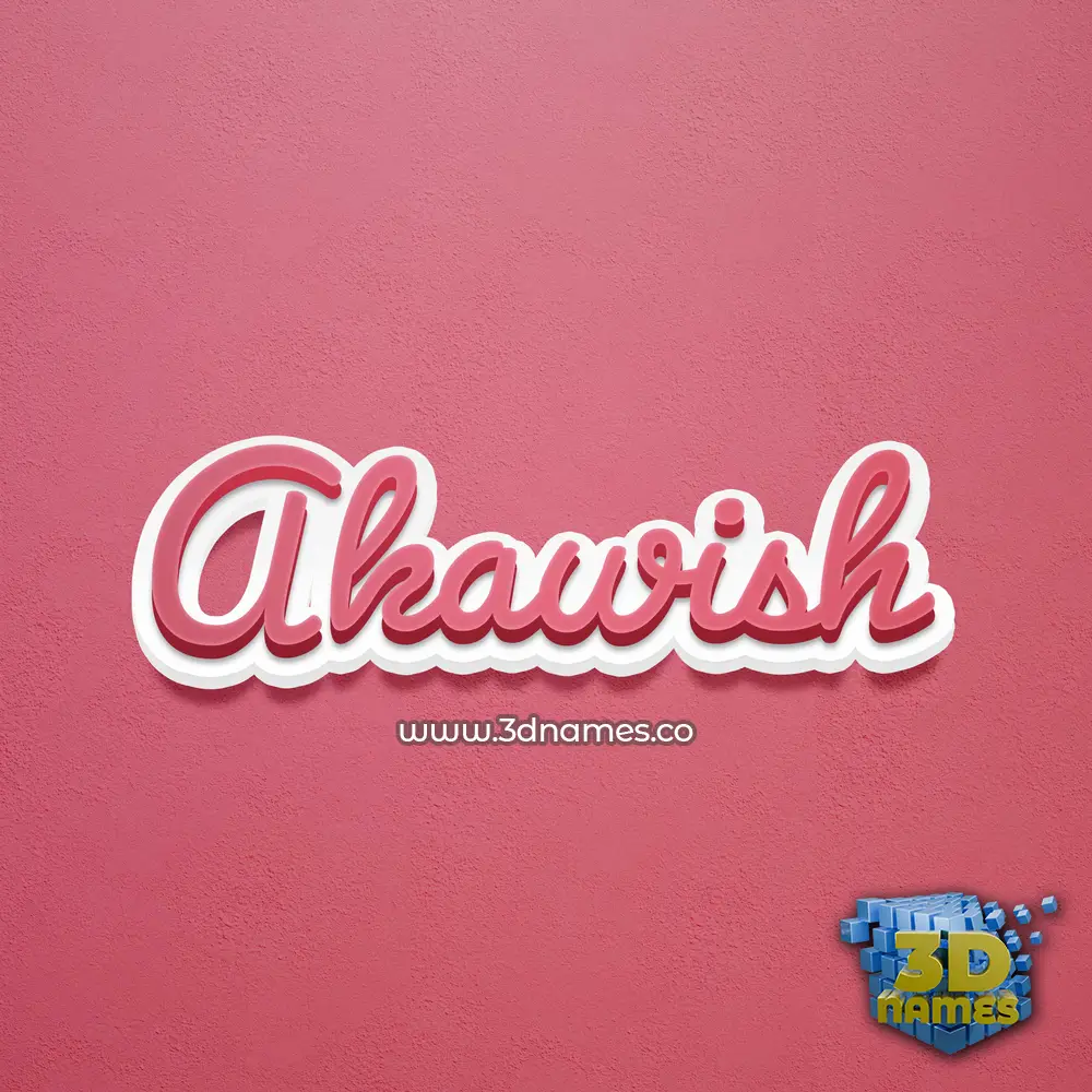 akawish in Red Scribble style - 3D name wallpaper