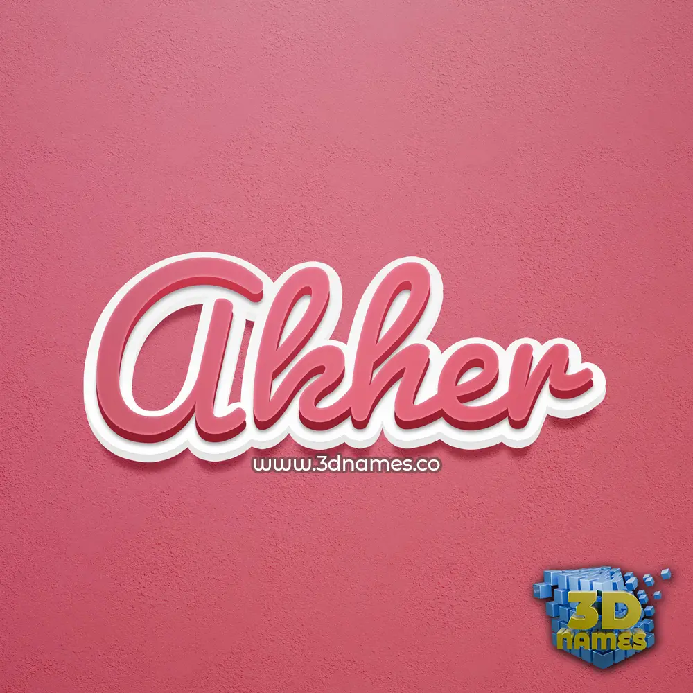 akher in Red Scribble style - 3D name wallpaper
