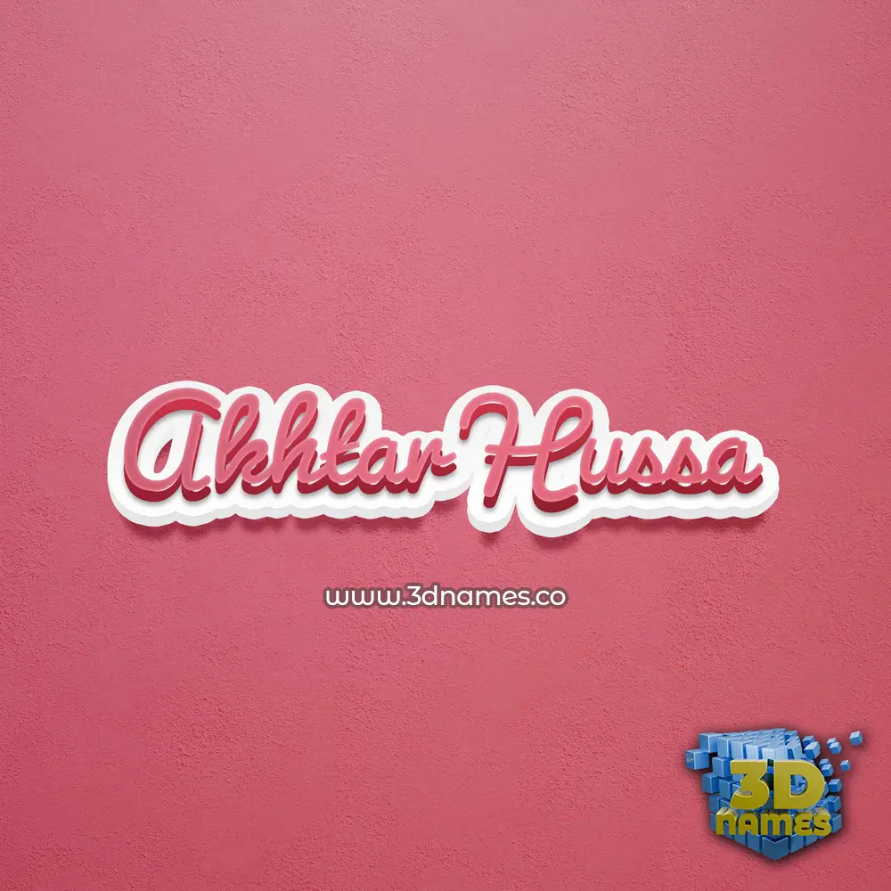 akhtar hussa in Red Scribble style - 3D name wallpaper
