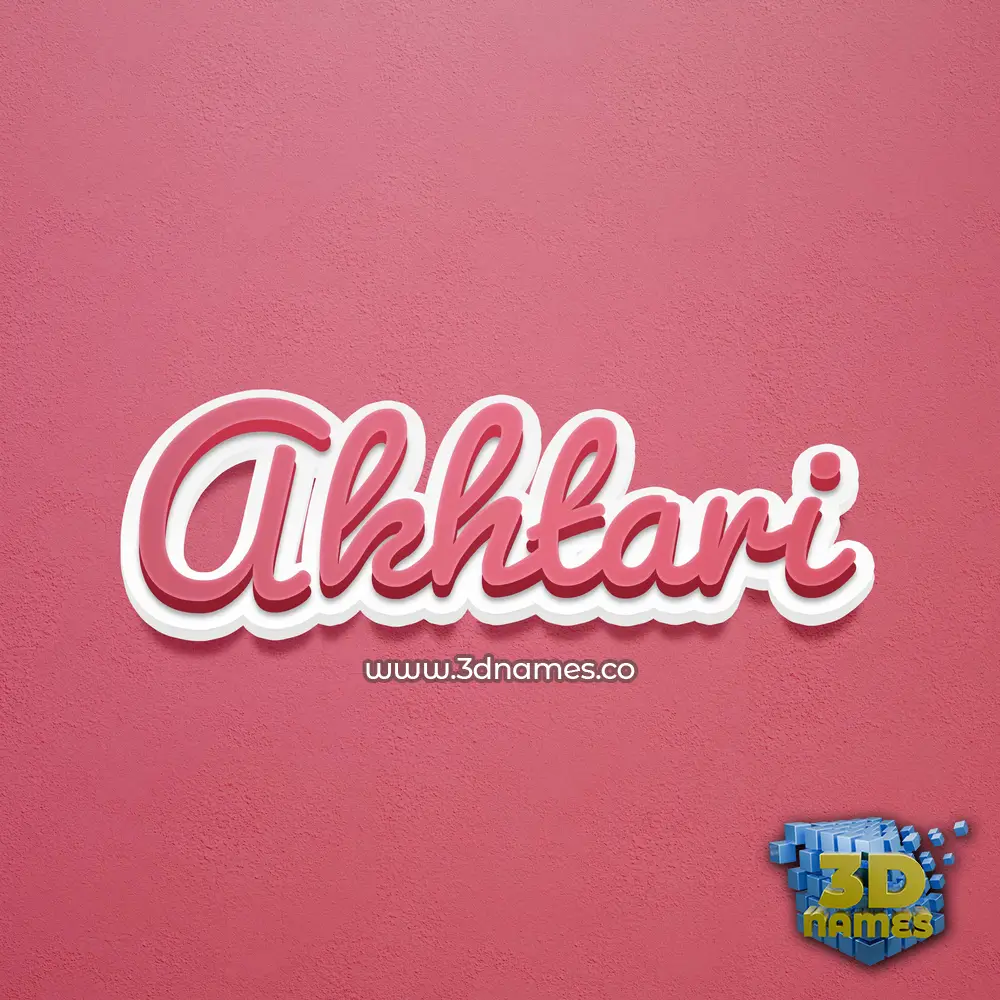 akhtari in Red Scribble style - 3D name wallpaper