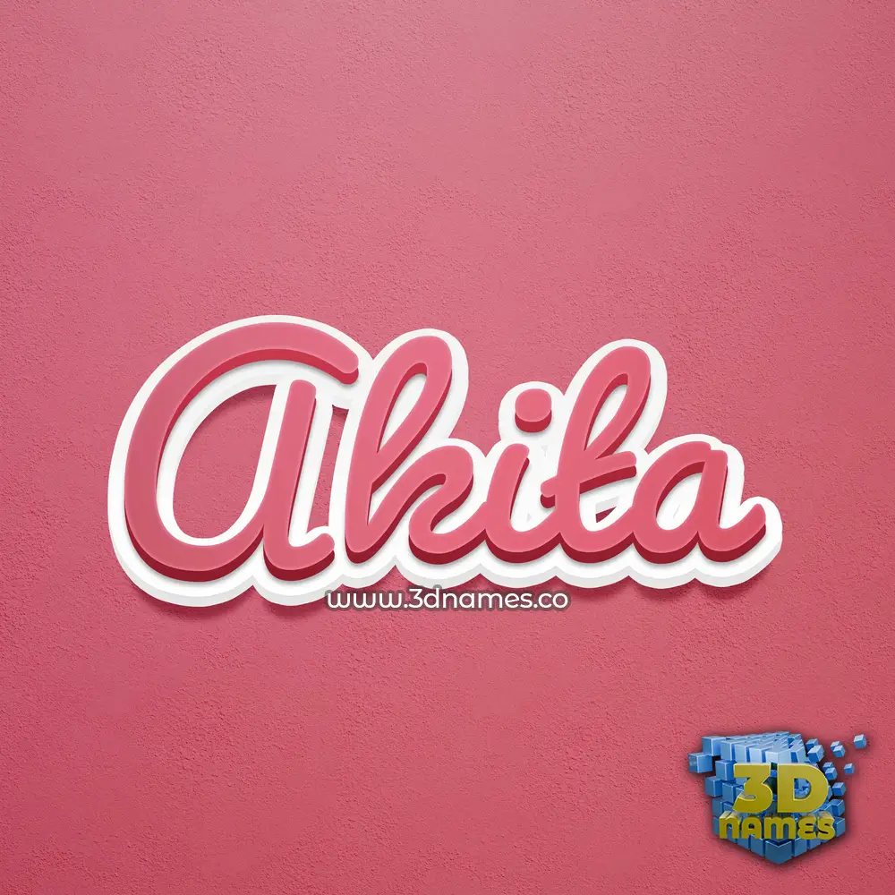 akita in Red Scribble style - 3D name wallpaper