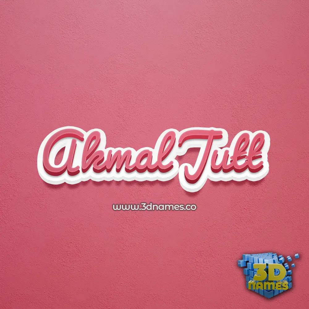 akmal jutt in Red Scribble style - 3D name wallpaper