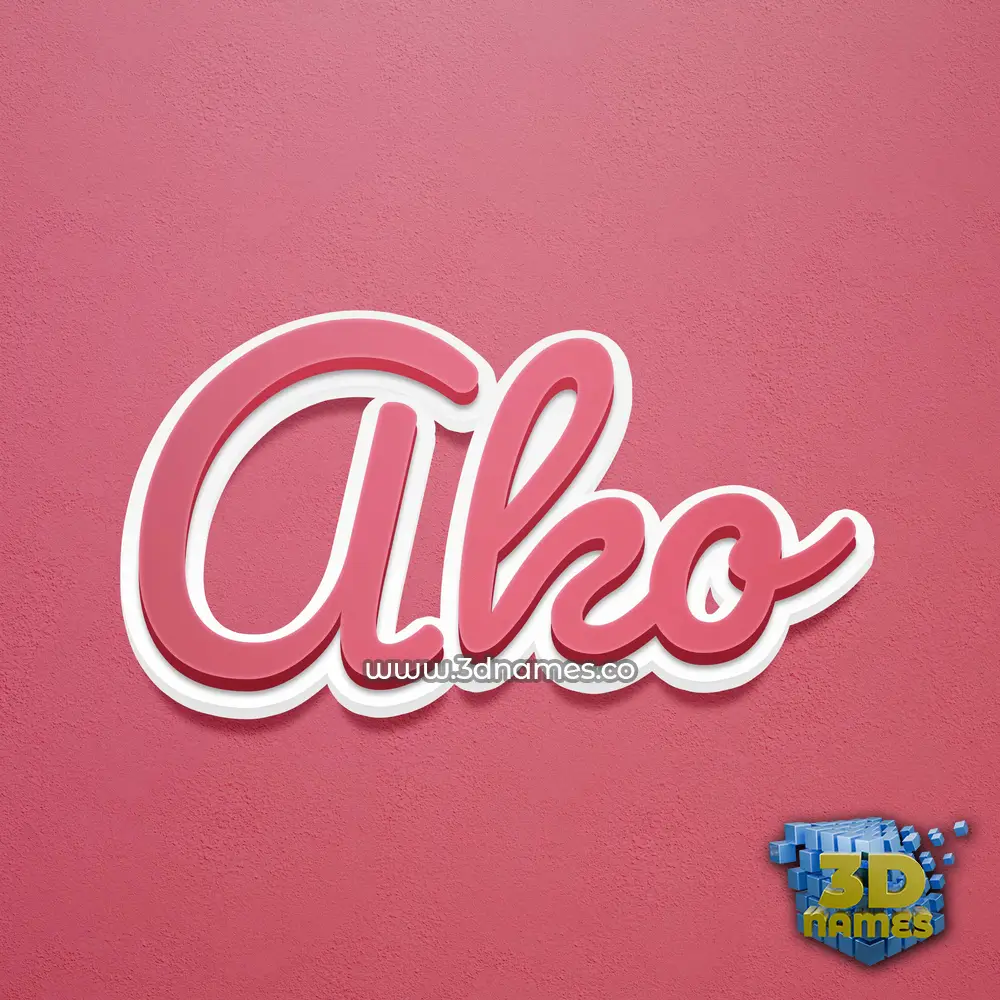 ako in Red Scribble style - 3D name wallpaper