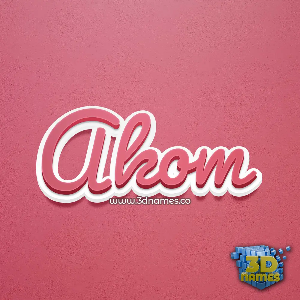 akom in Red Scribble style - 3D name wallpaper