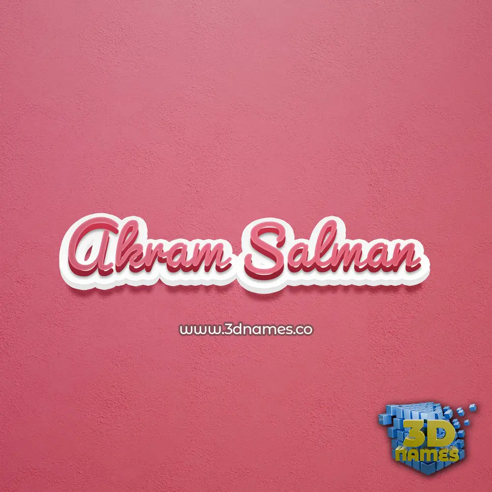 akram salman in Red Scribble style - 3D name wallpaper