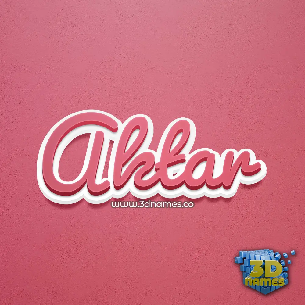 aktar in Red Scribble style - 3D name wallpaper