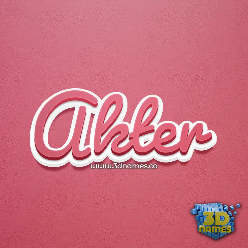 akter in Red Scribble style - 3D name wallpaper