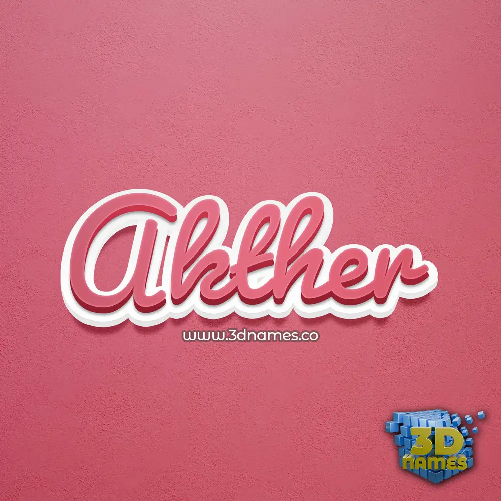 akther in Red Scribble style - 3D name wallpaper