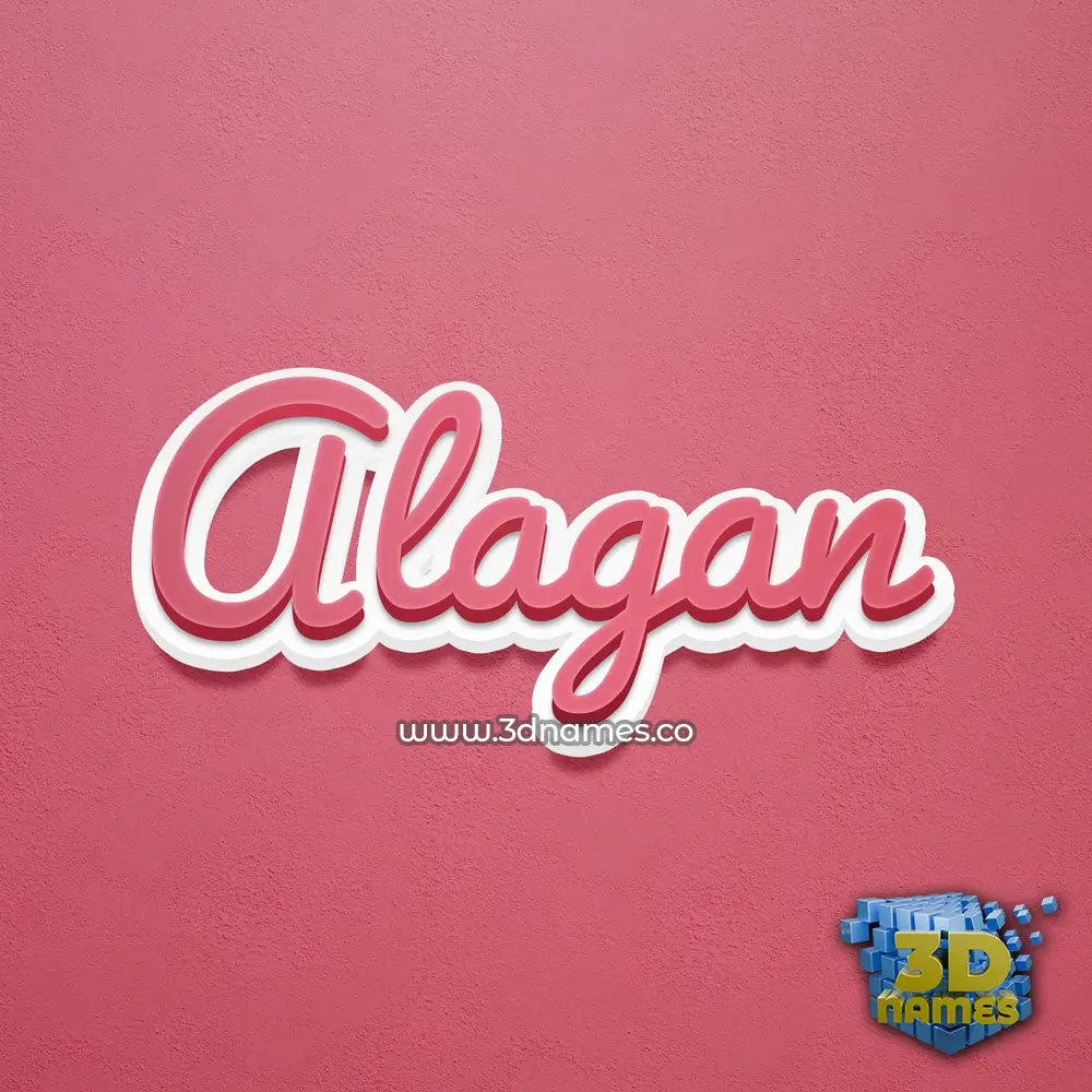 alagan in Red Scribble style - 3D name wallpaper