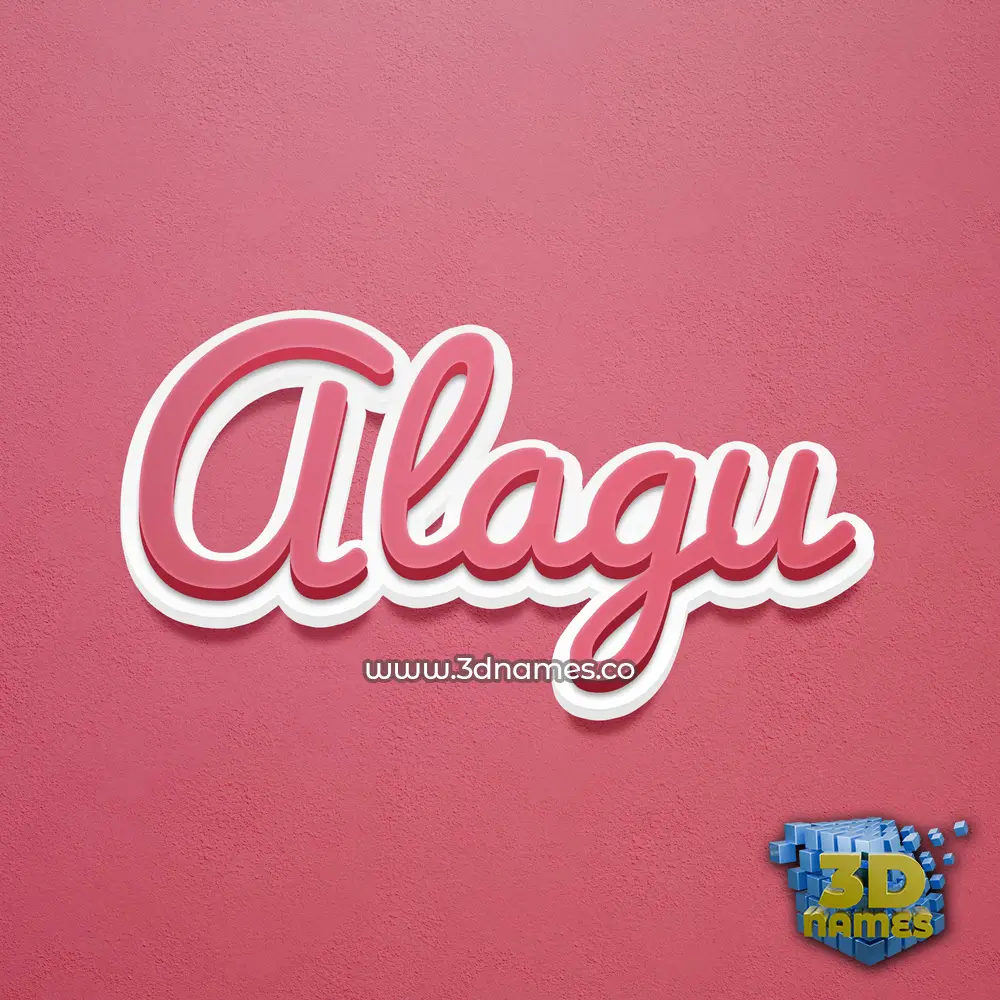 alagu in Red Scribble style - 3D name wallpaper