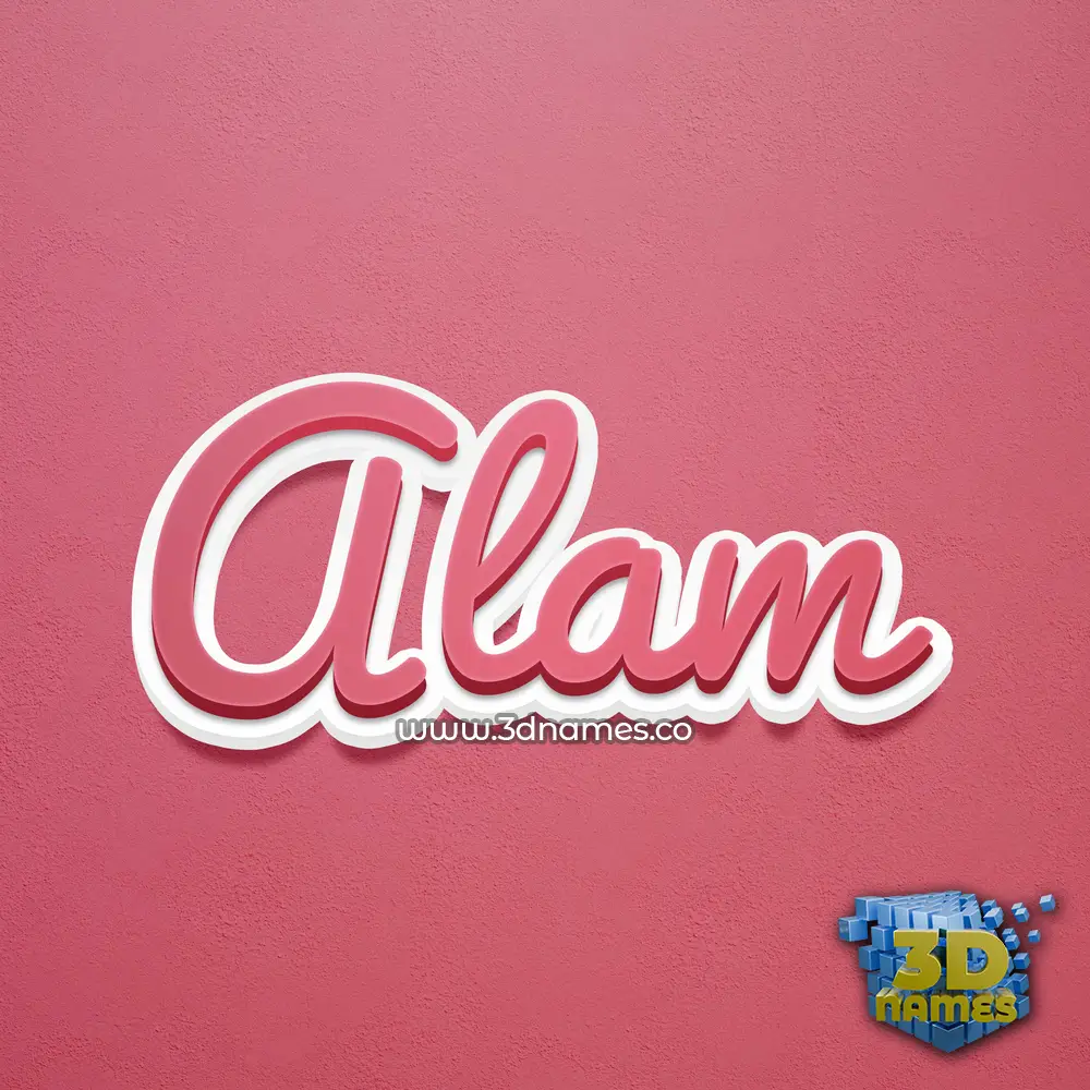 alam in Red Scribble style - 3D name wallpaper