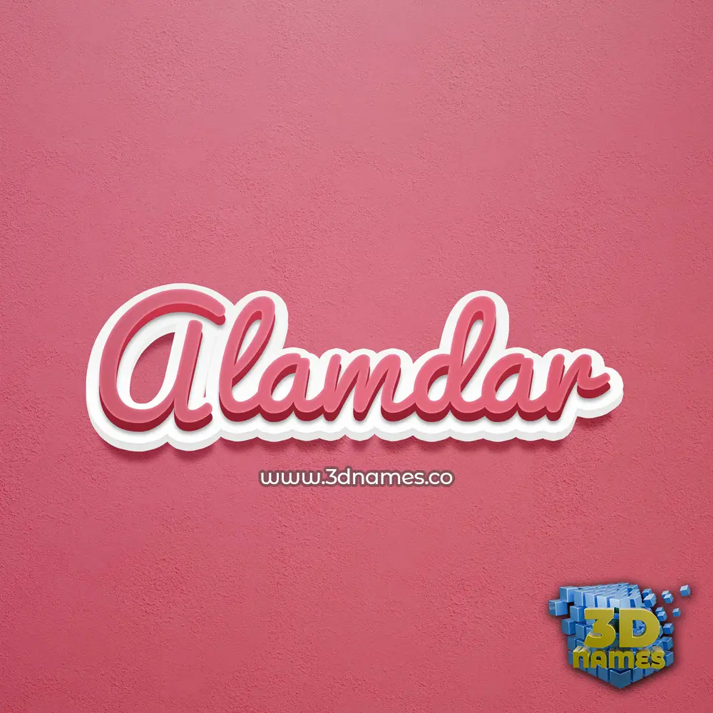 alamdar in Red Scribble style - 3D name wallpaper
