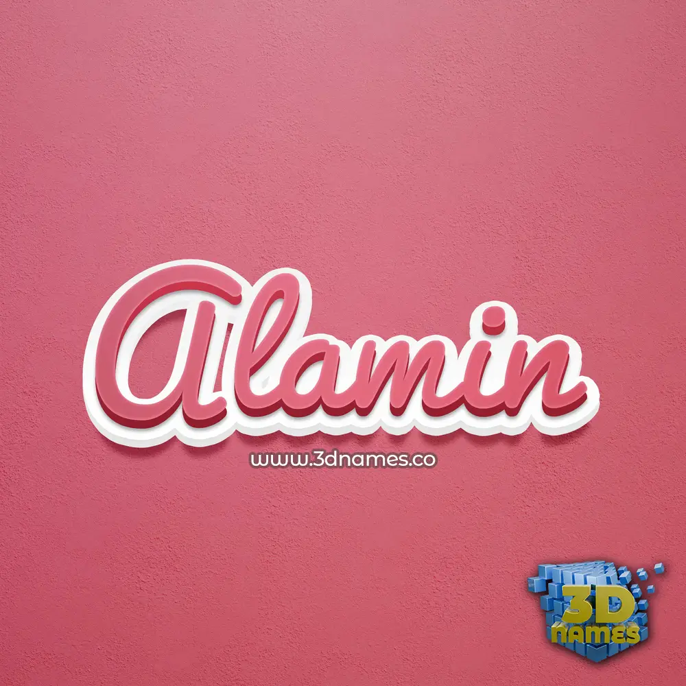 alamin in Red Scribble style - 3D name wallpaper