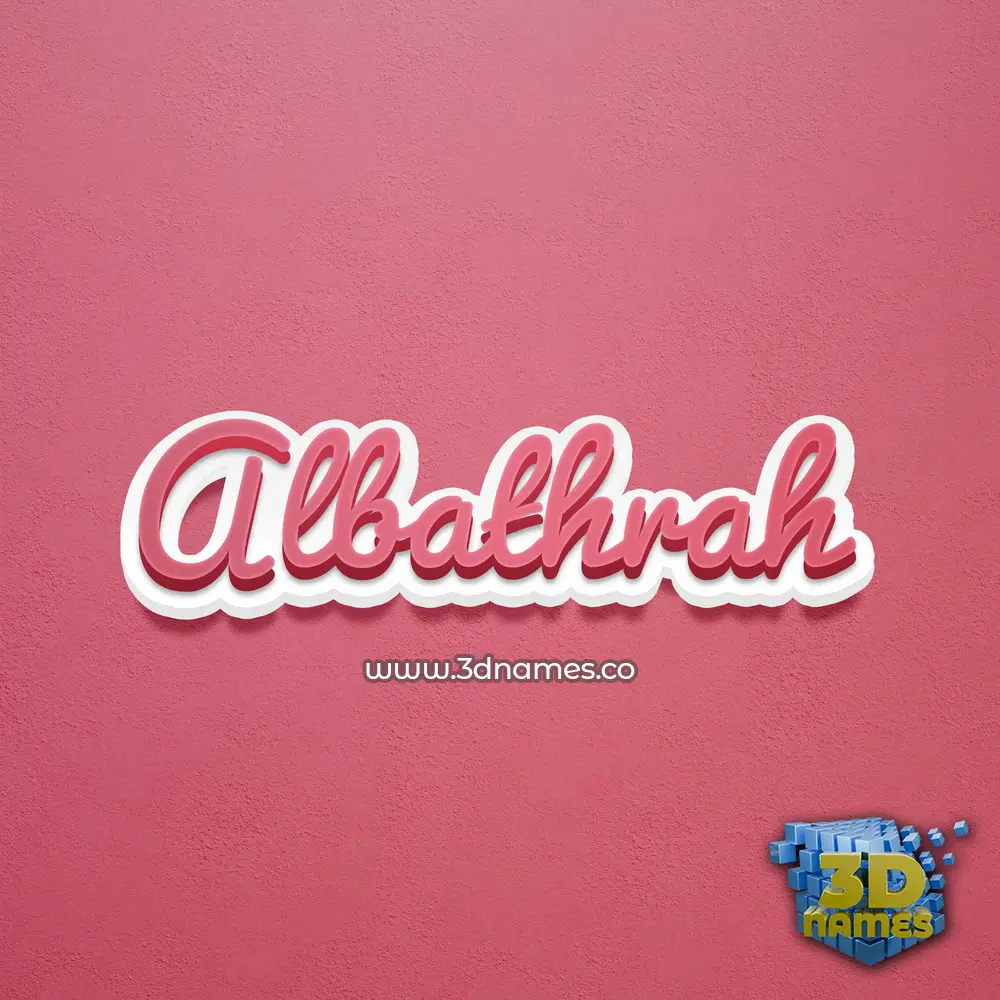 albathrah in Red Scribble style - 3D name wallpaper