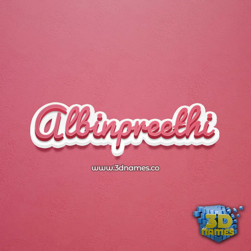 albinpreethi in Red Scribble style - 3D name wallpaper
