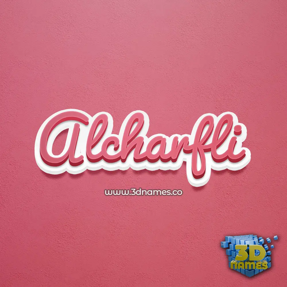 alcharfli in Red Scribble style - 3D name wallpaper