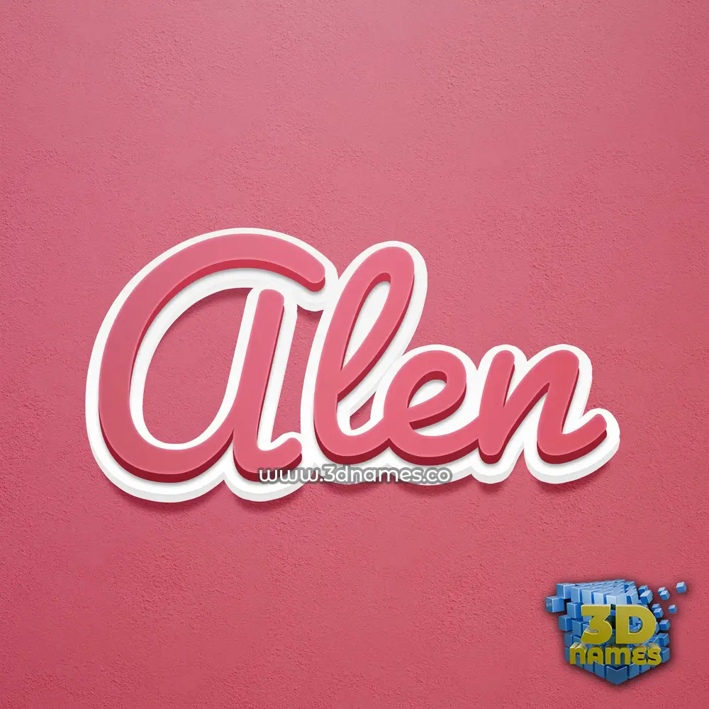 alen in Red Scribble style - 3D name wallpaper