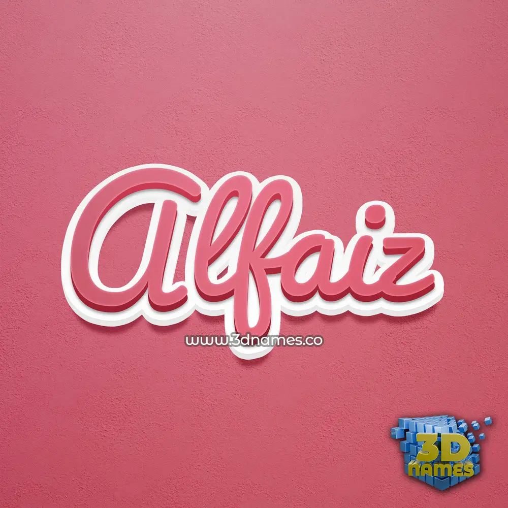 alfaiz in Red Scribble style - 3D name wallpaper
