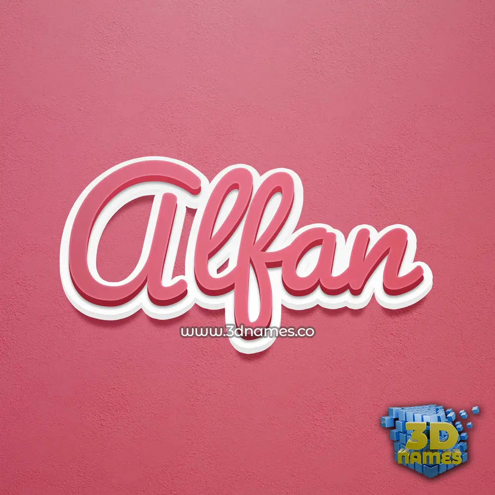 alfan in Red Scribble style - 3D name wallpaper